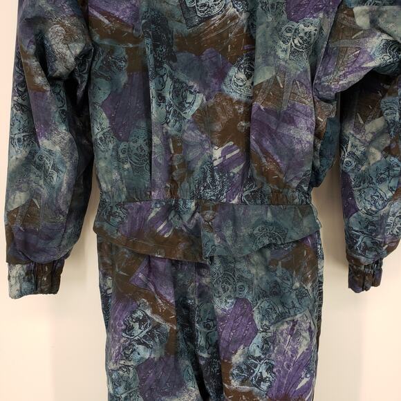 Vintage Black Bear Ski Snow Suit M Jumpsuit Abstract Aztec Insulated Blue Black - Picture 12 of 14